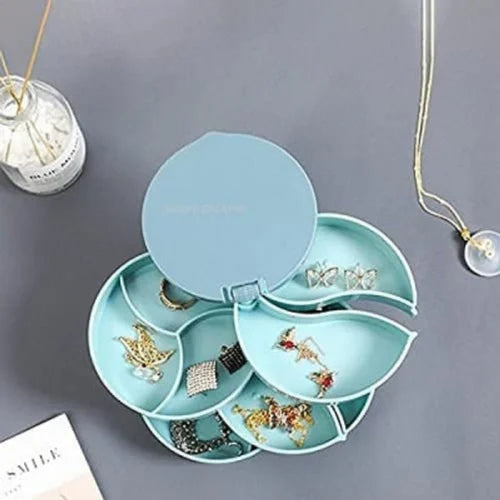 4 LAYER ROTATING JEWELLERY BOX WITH MIRROR