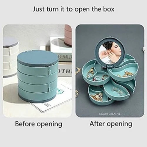 4 LAYER ROTATING JEWELLERY BOX WITH MIRROR
